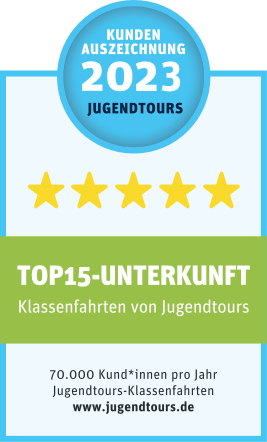 Top-Unterkunft 2023 für Klassenfahrten, pämiert von Jugendtours