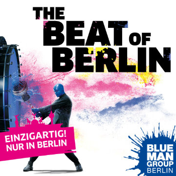 Werbeplakat: Musicalfahrt BLUE MAN GROUP mit Jugendtours